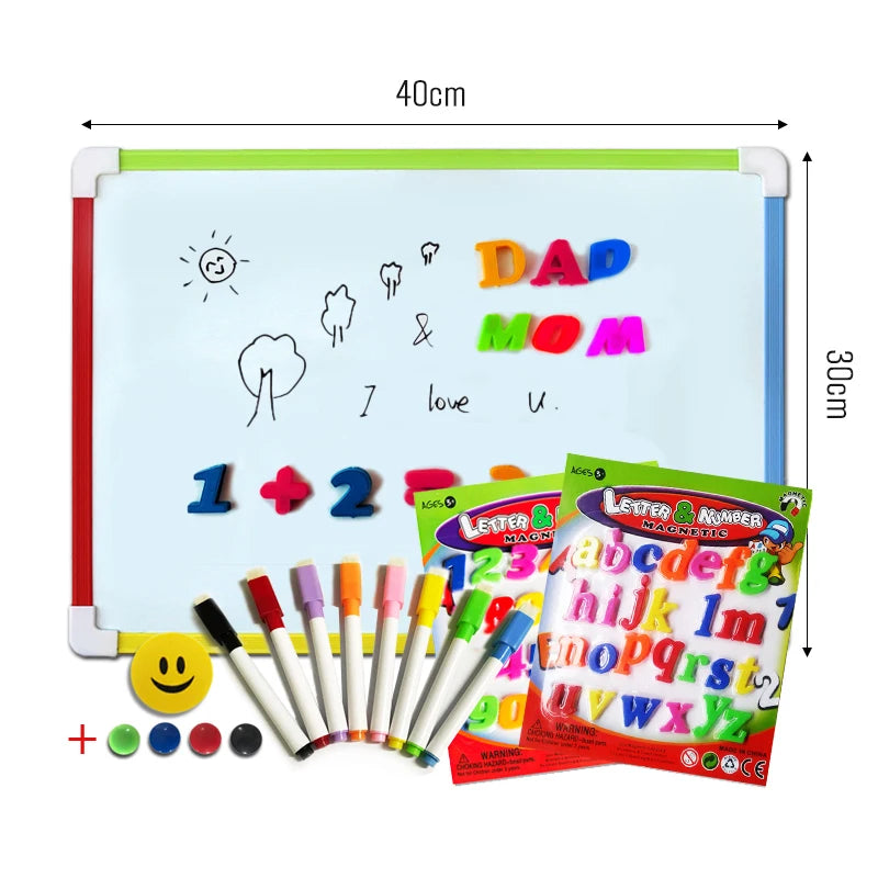 Kids Magnetic Whiteboard – Dry Erase Memo Board With Magnets & PVC Frame - ZOOMNSTORE
