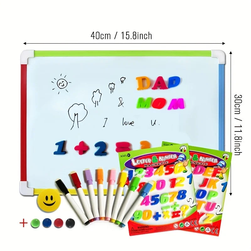 Kids Magnetic Whiteboard – Dry Erase Memo Board With Magnets & PVC Frame - ZOOMNSTORE