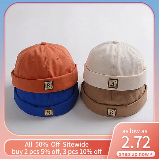 Baby Dome Melon Skullies Beanie Cap Children Soild Color Brimless Landlord Hat Kids Skullcap Korean Fashion Boy Girl Bonnet 아기모자 - ZOOMNSTORE