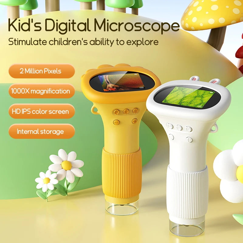 Kids Microscope 1000x - 200MP LED Photo Video Educational Science Toy - ZOOMNSTORE