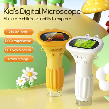 Kids Microscope 1000x - 200MP LED Photo Video Educational Science Toy - ZOOMNSTORE