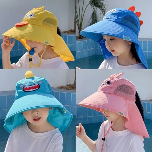 Outdoor Summer Hat for Kids Children Sun Hat Neck Ear Cover Sun Protection Beach Caps Kids Boy Girl Flap Cap for Children - ZOOMNSTORE
