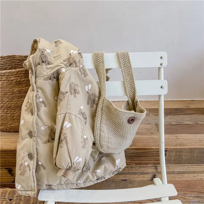 Thick Padded Cartoon Coat with Hood for Kids 1-7 Years - Warm Winter Jacket - ZOOMNSTORE