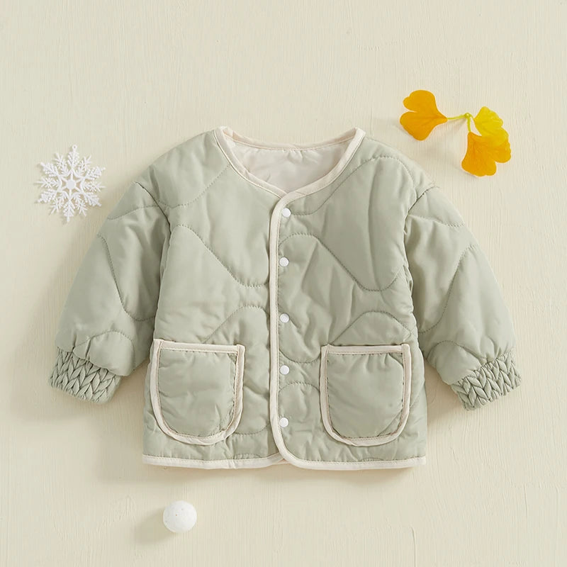 Kids Puffer Jacket - Quilted Winter Coat With Hood, Zipper Closure & Pockets - ZOOMNSTORE