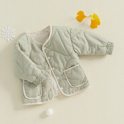 Kids Puffer Jacket - Quilted Winter Coat With Hood, Zipper Closure & Pockets - ZOOMNSTORE