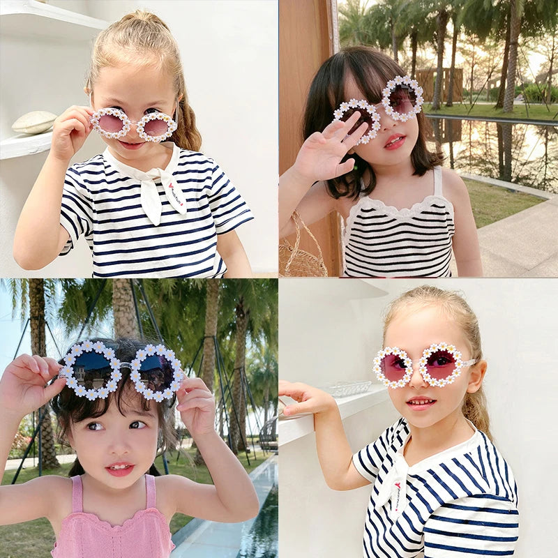 New Kids Sunglasses Children Round Flower Sunglasses Girls Boys Baby Sport Shades Glasses UV400 Outdoor Sun Protection Eyewear - ZOOMNSTORE