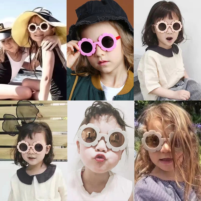 New Kids Sunglasses Children Round Flower Sunglasses Girls Boys Baby Sport Shades Glasses UV400 Outdoor Sun Protection Eyewear - ZOOMNSTORE
