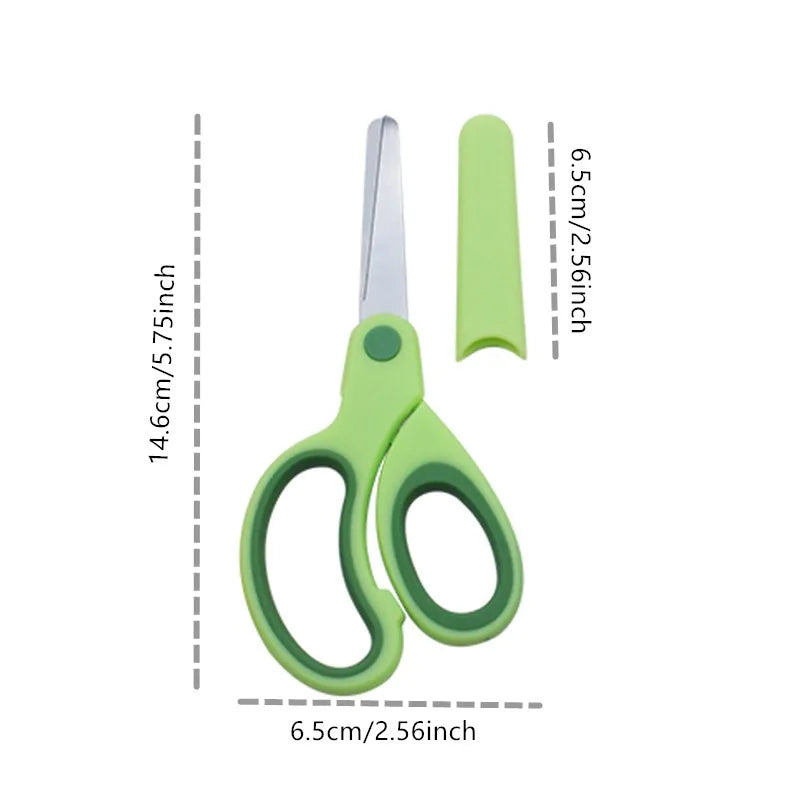 Safty Scissors For Kids Student DIY Paper Children's Left-handed Scissors Scissors With Sleeve Cutting Tool Stationery - ZOOMNSTORE