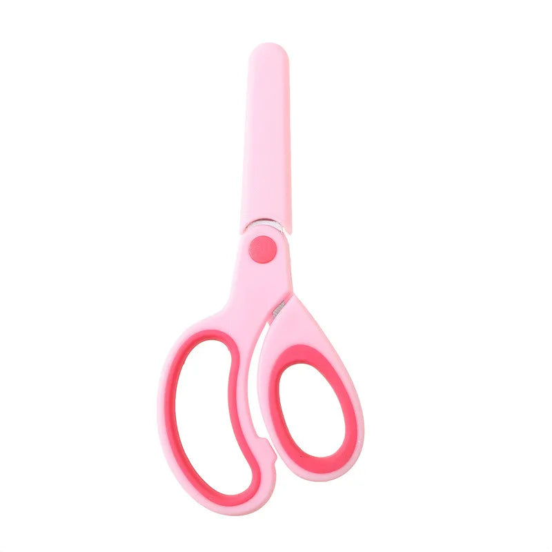 Safty Scissors For Kids Student DIY Paper Children's Left-handed Scissors Scissors With Sleeve Cutting Tool Stationery - ZOOMNSTORE