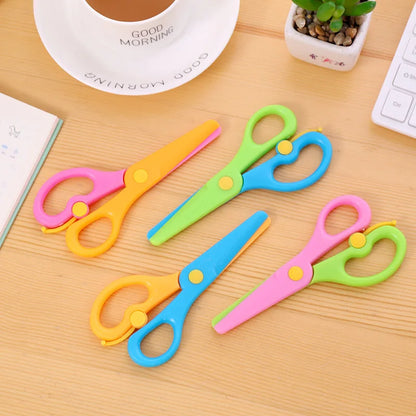 New 1 Pcs 137mm Mini Safety Round Head Plastic Scissors Student Kids Paper Cutting Minions Supplies for Kindergarten School - ZOOMNSTORE