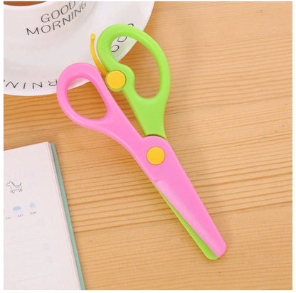 New 1 Pcs 137mm Mini Safety Round Head Plastic Scissors Student Kids Paper Cutting Minions Supplies for Kindergarten School - ZOOMNSTORE