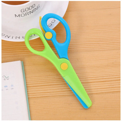 New 1 Pcs 137mm Mini Safety Round Head Plastic Scissors Student Kids Paper Cutting Minions Supplies for Kindergarten School - ZOOMNSTORE