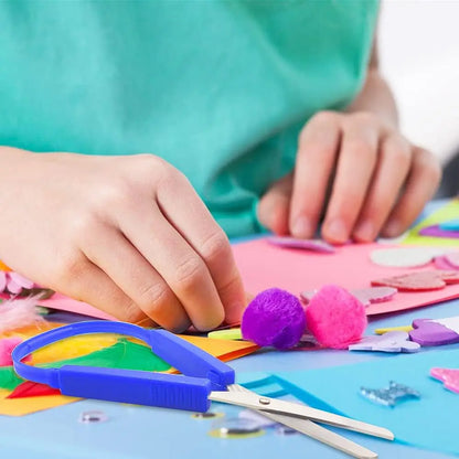 1/3pcs Ring Stretch Scissors Grip Scissors Kids Stationery Paper Cutting Scissors Safety U-Shaped Self-Retracting Scissors - ZOOMNSTORE