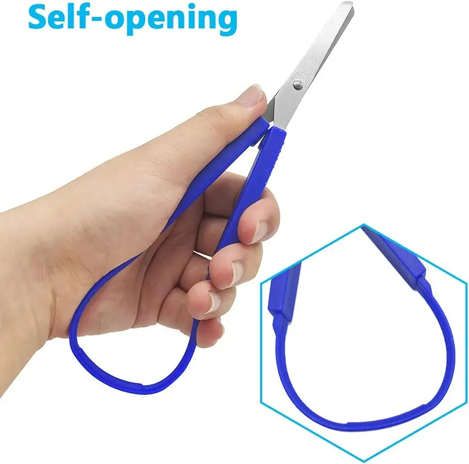 1/3pcs Ring Stretch Scissors Grip Scissors Kids Stationery Paper Cutting Scissors Safety U-Shaped Self-Retracting Scissors - ZOOMNSTORE