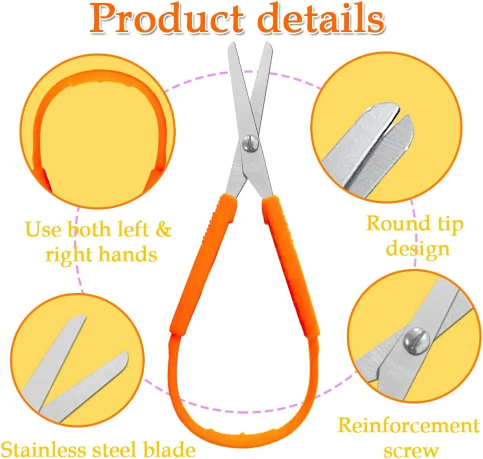 1/3pcs Ring Stretch Scissors Grip Scissors Kids Stationery Paper Cutting Scissors Safety U-Shaped Self-Retracting Scissors - ZOOMNSTORE