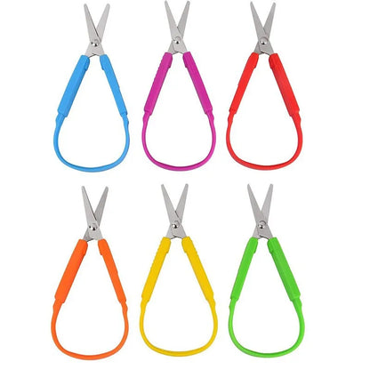 1/3pcs Ring Stretch Scissors Grip Scissors Kids Stationery Paper Cutting Scissors Safety U-Shaped Self-Retracting Scissors - ZOOMNSTORE