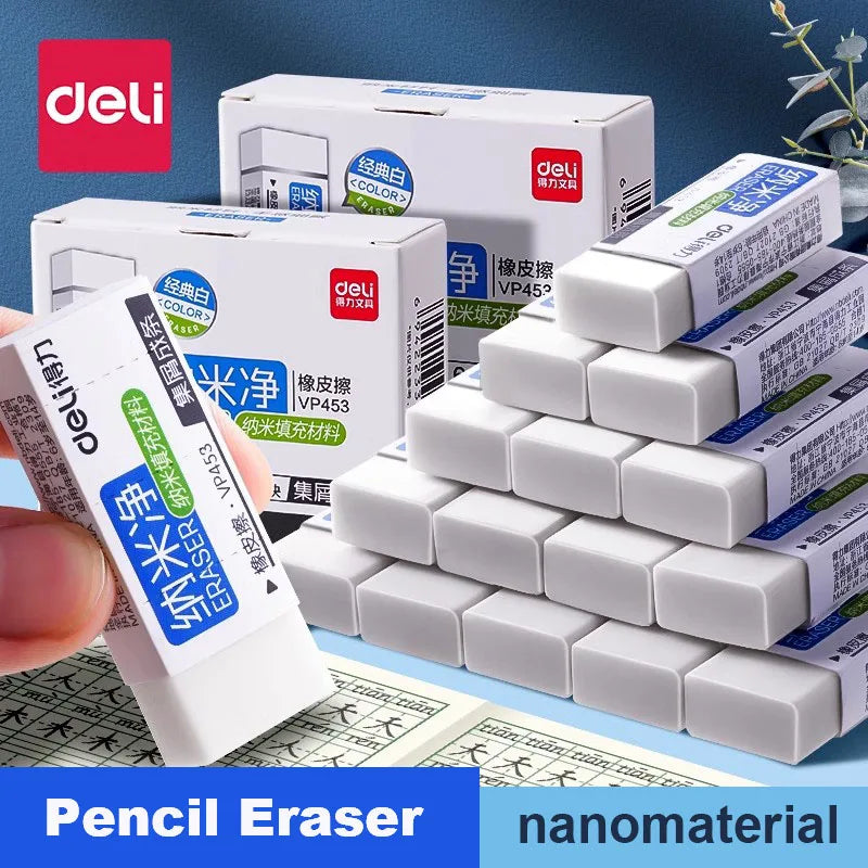 Deli 6pcs Eraser Set Pencil Rubber Soft for Kids Writing Art Drawing Sketches Exam White Erasers Correction Stationery - ZOOMNSTORE