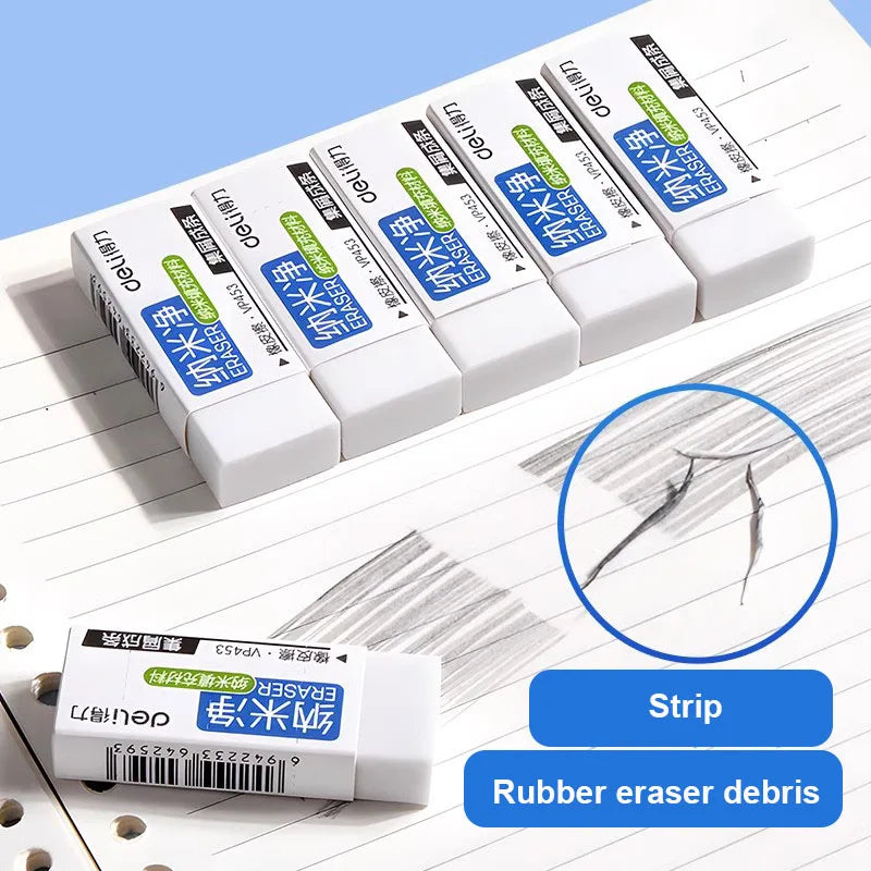 Deli 6pcs Eraser Set Pencil Rubber Soft for Kids Writing Art Drawing Sketches Exam White Erasers Correction Stationery - ZOOMNSTORE