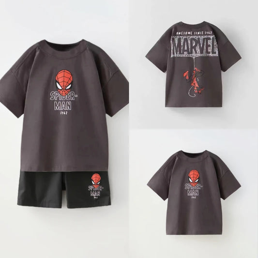Kids Spiderman Pullover T-Shirt Set - Disney Boys Casual Tracksuit 2pcs - ZOOMNSTORE