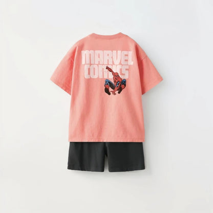 Kids Spiderman Pullover T-Shirt Set - Disney Boys Casual Tracksuit 2pcs - ZOOMNSTORE