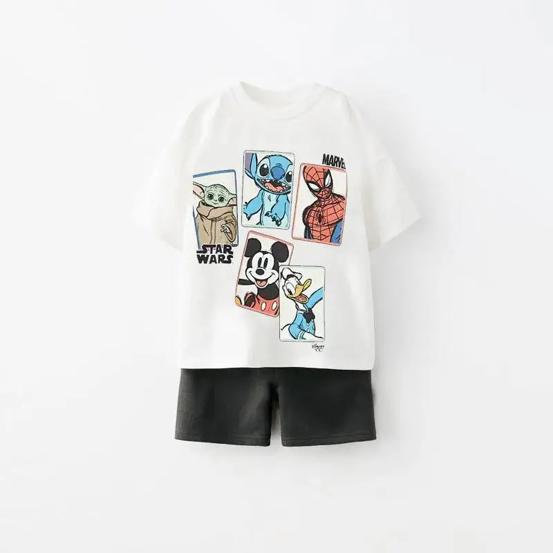 Kids Spiderman Pullover T-Shirt Set - Disney Boys Casual Tracksuit 2pcs - ZOOMNSTORE