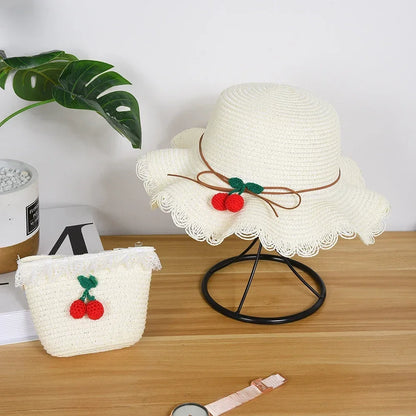 Kids Hat For Girls 2-7Y Straw Children's Sunshade Cap Bag Summer Baby Travel Sunscreen Beach Hat Sun Fisherman Cap Fashion Style - ZOOMNSTORE