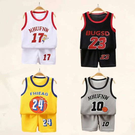 Kids Summer Basketball Set - Sleeveless T-shirt  Shorts Quick-drying Sports Wear - ZOOMNSTORE