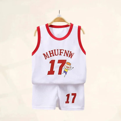 Kids Summer Basketball Set - Sleeveless T-shirt  Shorts Quick-drying Sports Wear - ZOOMNSTORE