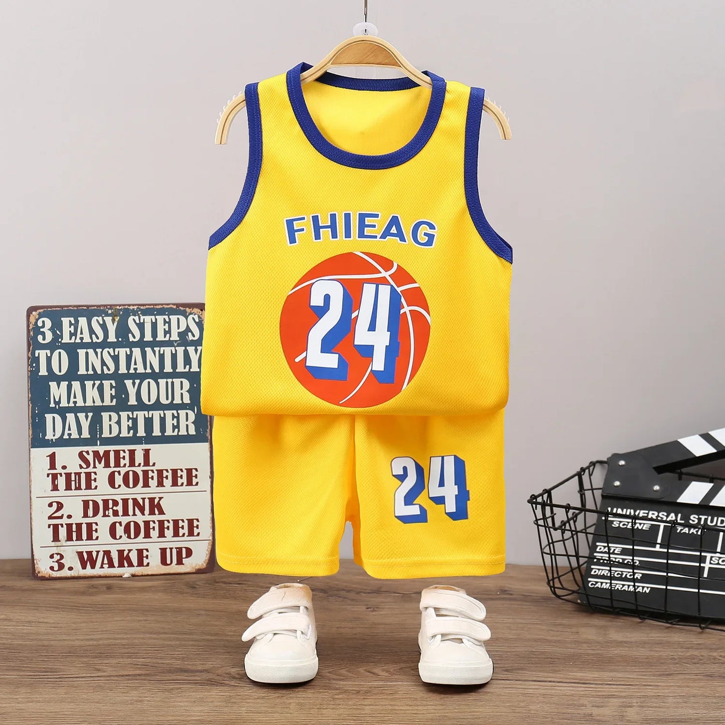 Kids Summer Basketball Set - Sleeveless T-shirt  Shorts Quick-drying Sports Wear - ZOOMNSTORE