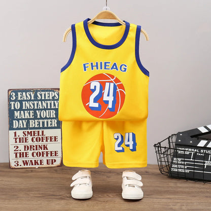 Kids Summer Basketball Set - Sleeveless T-shirt  Shorts Quick-drying Sports Wear - ZOOMNSTORE