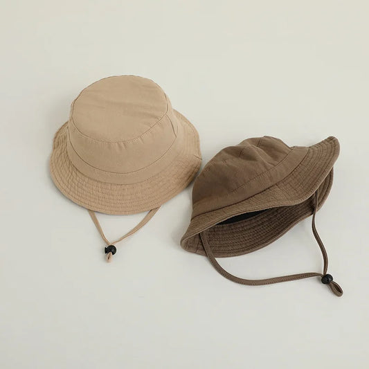 Summer Kids Bucket Hat Solid Color Boys Girls Sun Visor Cap Outdoor Fashion Beach Children Fisherman Caps Toddler Panama Hats - ZOOMNSTORE