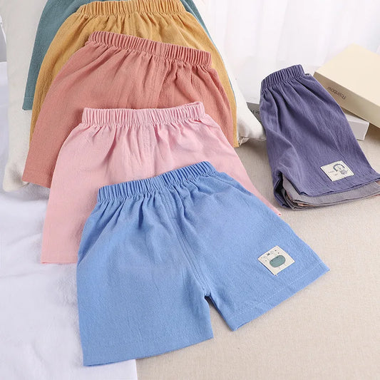 Kids Summer Cartoon Shorts - Boys Girls Cotton Linen Casual Pants 1-5 Years - ZOOMNSTORE