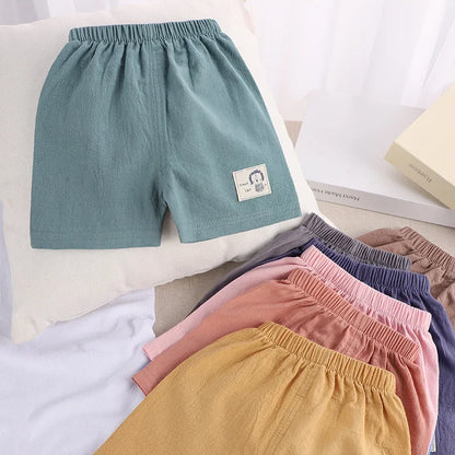 Kids Summer Cartoon Shorts - Boys Girls Cotton Linen Casual Pants 1-5 Years - ZOOMNSTORE