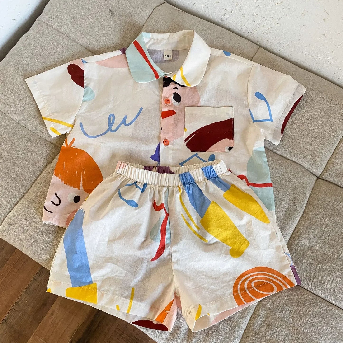 Kids Summer Clothing Set - Boys Two Piece Suit  Girls Graffiti Dress - ZOOMNSTORE
