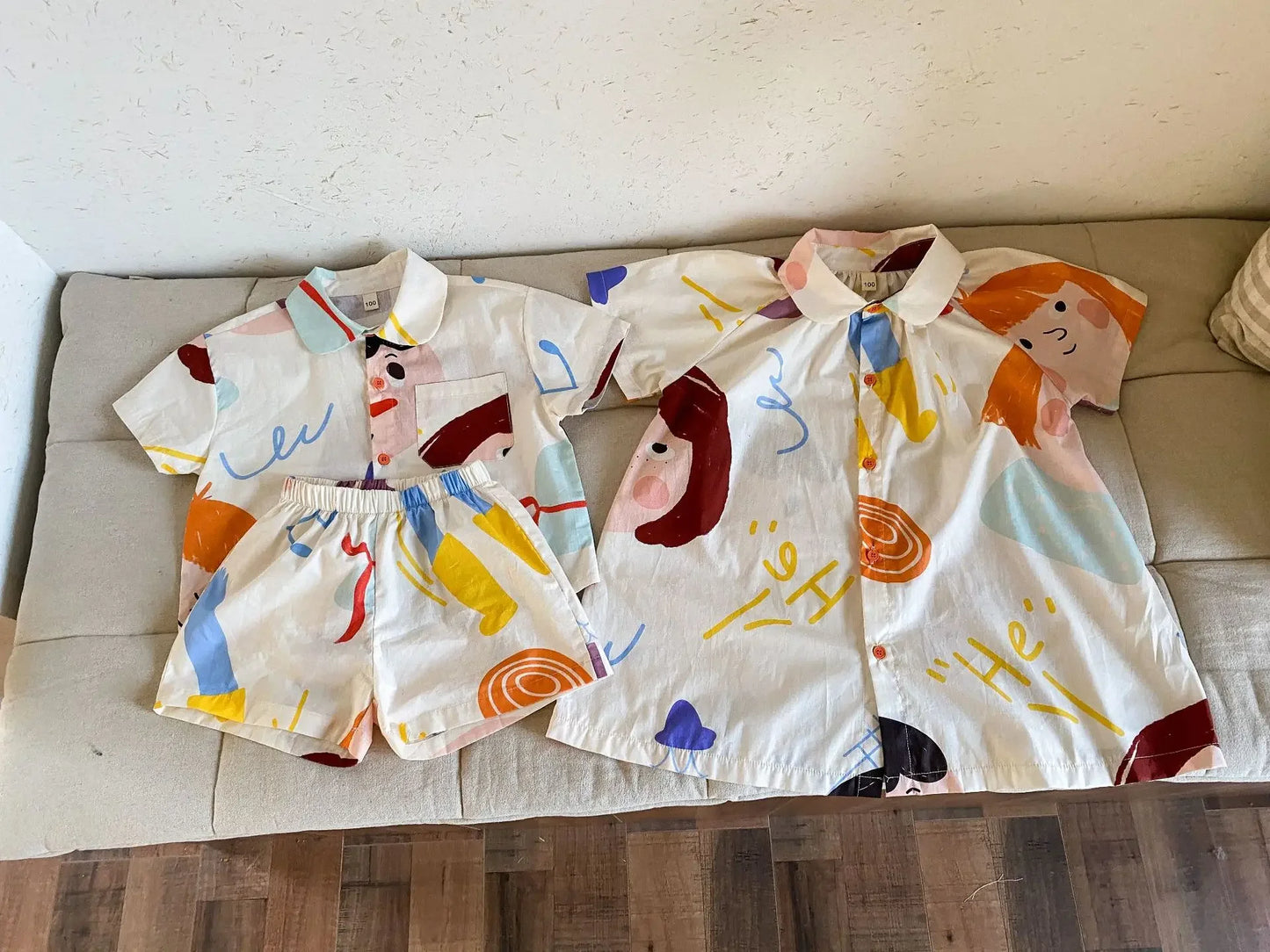 Kids Summer Clothing Set - Boys Two Piece Suit  Girls Graffiti Dress - ZOOMNSTORE