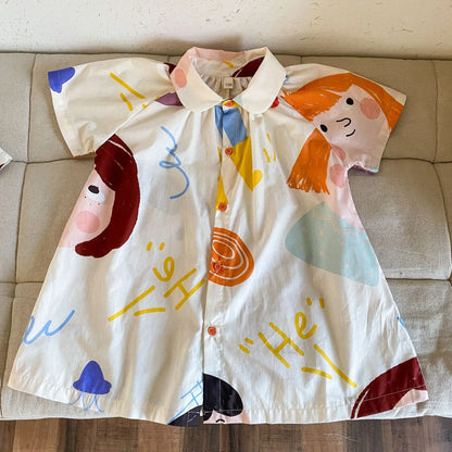 Kids Summer Clothing Set - Boys Two Piece Suit  Girls Graffiti Dress - ZOOMNSTORE