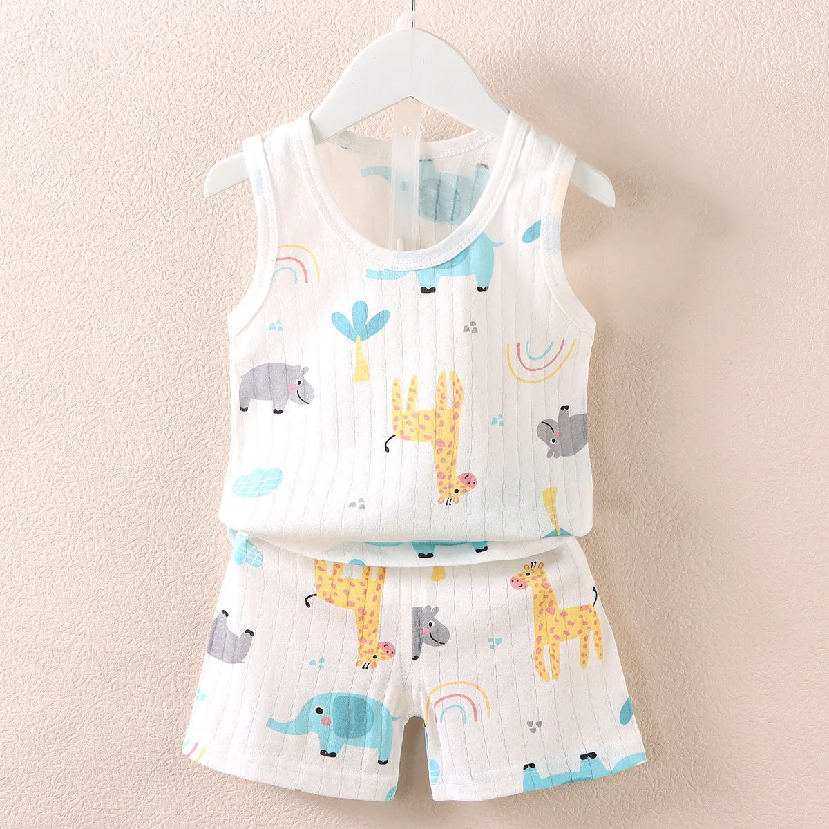 Kids Summer Vest  Shorts Set - Cute Breathable Sleeveless Top for Children - ZOOMNSTORE