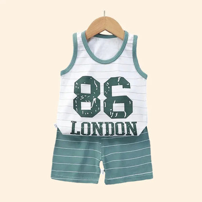 Childrens Summer Clothing Set - Cotton T-Shirts Shorts Vest for Boys  Girls - ZOOMNSTORE