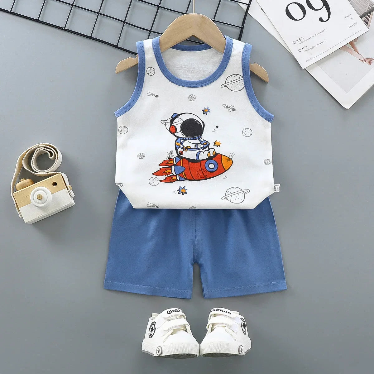 Childrens Summer Clothing Set - Cotton T-Shirts Shorts Vest for Boys  Girls - ZOOMNSTORE