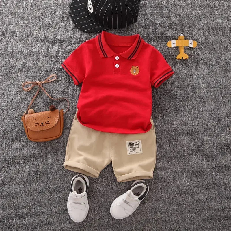 Kids Summer Cotton Outfit - Boys T-Shirt  Shorts Set - ZOOMNSTORE