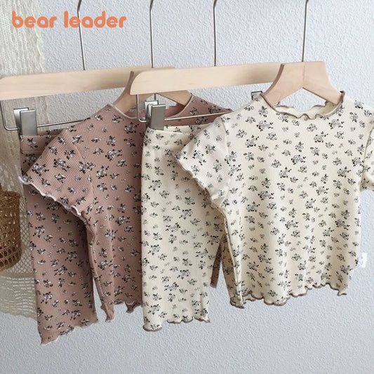 Kids Summer Floral T-Shirt  Pants Set - Casual Home Outfit - ZOOMNSTORE