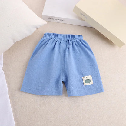 Kids Summer Cartoon Shorts - Boys Girls Cotton Linen Casual Pants 1-5 Years - ZOOMNSTORE