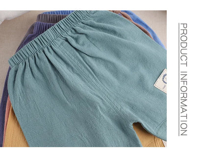 Kids Summer Cartoon Shorts - Boys Girls Cotton Linen Casual Pants 1-5 Years - ZOOMNSTORE