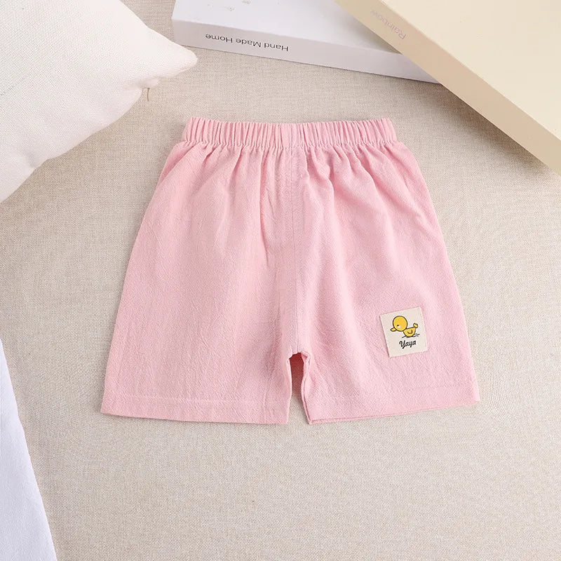 Kids Summer Cartoon Shorts - Boys Girls Cotton Linen Casual Pants 1-5 Years - ZOOMNSTORE