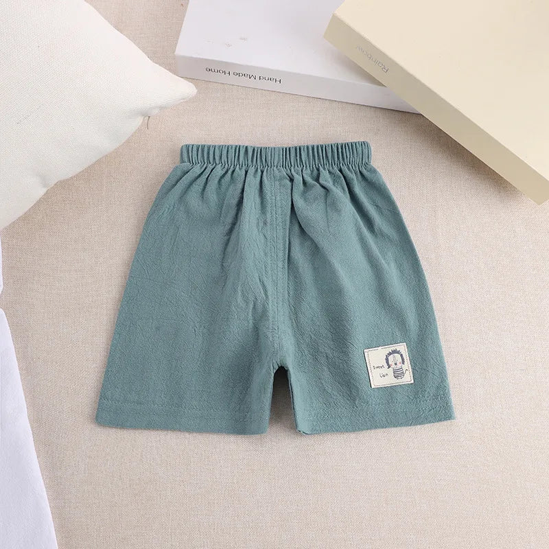 Kids Summer Cartoon Shorts - Boys Girls Cotton Linen Casual Pants 1-5 Years - ZOOMNSTORE