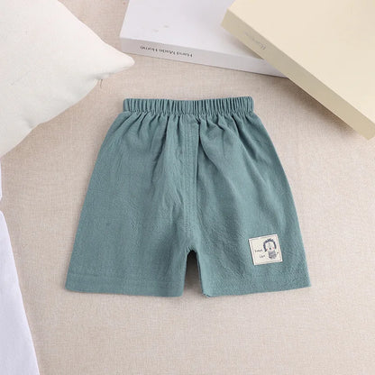 Kids Summer Cartoon Shorts - Boys Girls Cotton Linen Casual Pants 1-5 Years - ZOOMNSTORE