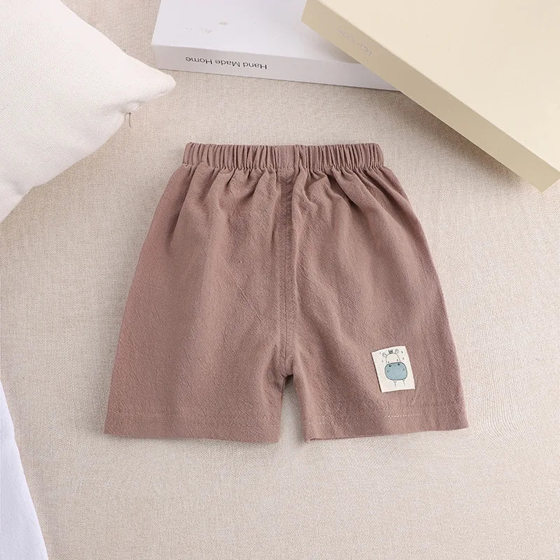 Kids Summer Cartoon Shorts - Boys Girls Cotton Linen Casual Pants 1-5 Years - ZOOMNSTORE