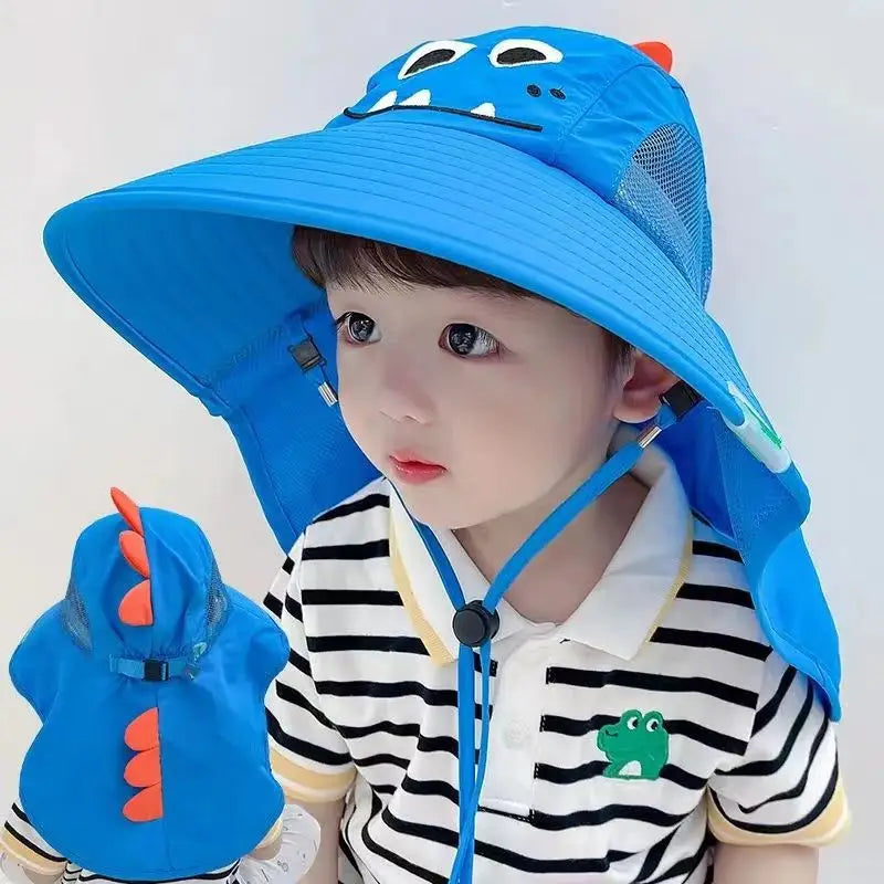 Outdoor Summer Hat for Kids Children Sun Hat Neck Ear Cover Sun Protection Beach Caps Kids Boy Girl Flap Cap for Children - ZOOMNSTORE
