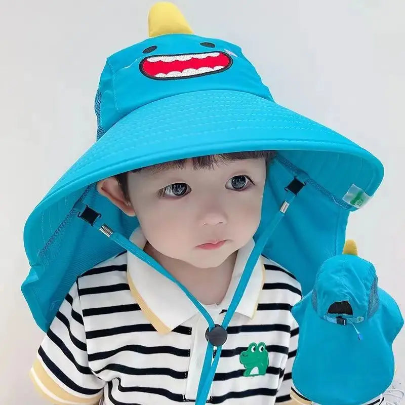 Outdoor Summer Hat for Kids Children Sun Hat Neck Ear Cover Sun Protection Beach Caps Kids Boy Girl Flap Cap for Children - ZOOMNSTORE