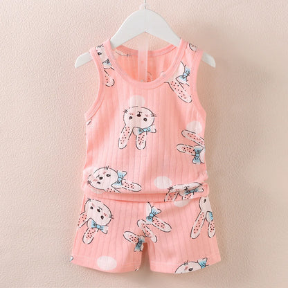 Kids Summer Vest  Shorts Set - Cute Breathable Sleeveless Top for Children - ZOOMNSTORE